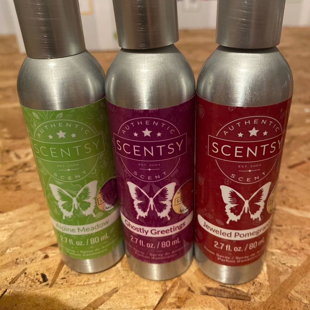 Scentsy Authentic Fragrance Spray Set - Green, Purple, Red